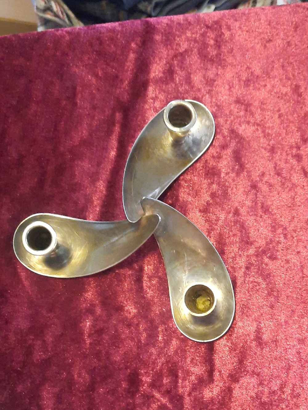 Vintage Three-Arm Silverplated Candleholder.